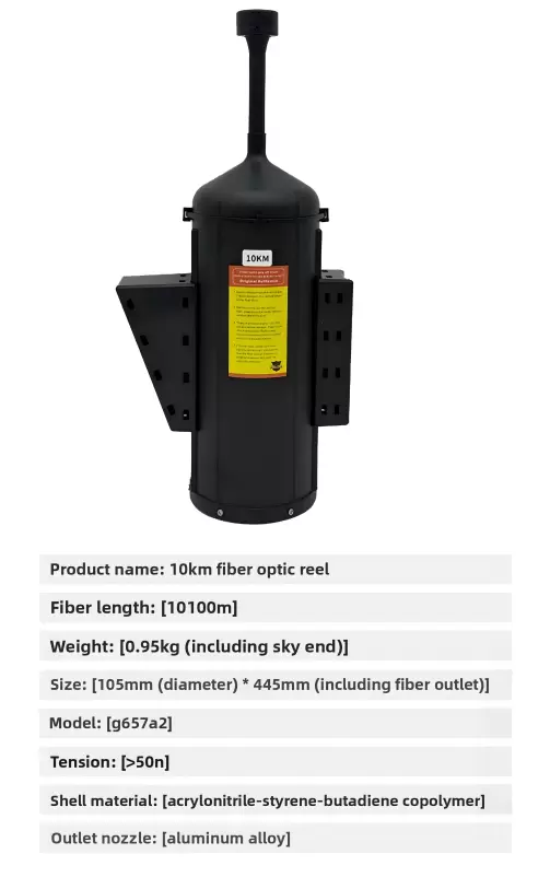 Drohnen, ausgestattet mit Glasfaserspulen für Reichweiten von 3 km, 5 km, 10 km, 15 km, 20 km, 30 km und 40 km.